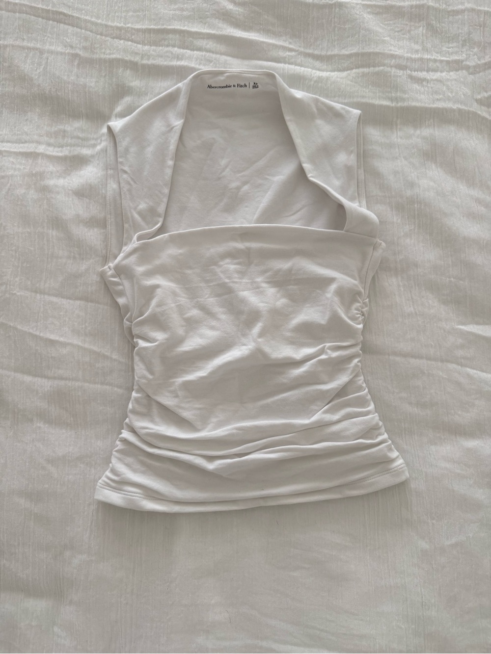 Abercrombie & Fitch White Ruched Halter Tank